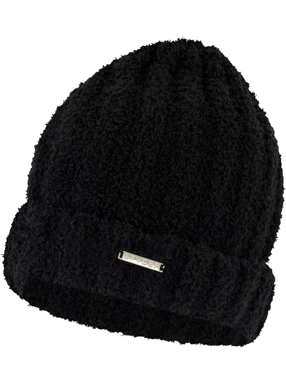 Spyder Black Sherpa Fuzzy Knit Ribbed Cuff Beanie